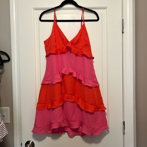Hot Pink and red ruffle dress